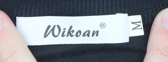 Wikoan Womens Black Velour Pullover Sweatshirt Size M