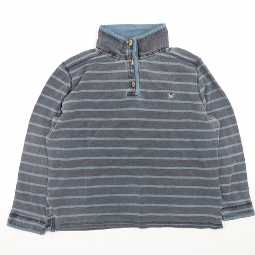 Crew Clothing Co. Men's Blue Striped Henley Sweatshirt Size L