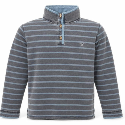 Crew Clothing Co. Men's Blue Striped Henley Sweatshirt Size L
