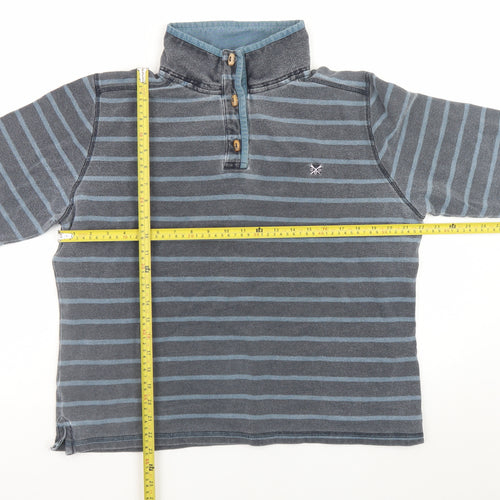 Crew Clothing Co. Men's Blue Striped Henley Sweatshirt Size L