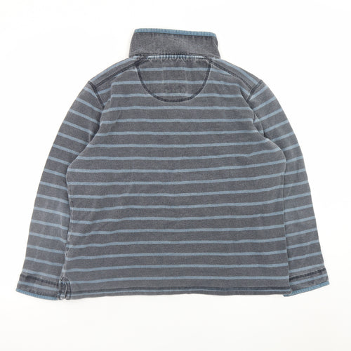 Crew Clothing Co. Men's Blue Striped Henley Sweatshirt Size L