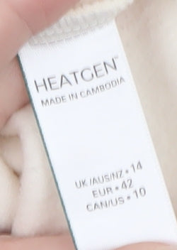 Marks and Spencer Women Ivory Long Sleeve Heatgen Pullover Size 14