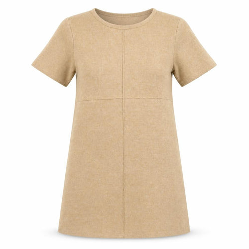 Zara Women Beige Size 10 Shift Short Sleeve Knit Dress