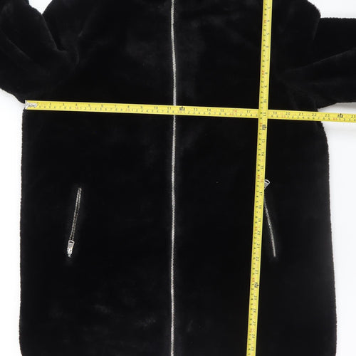 Primark Womens Black Faux Fur Hooded Zip Puffer Coat Size M 12/14