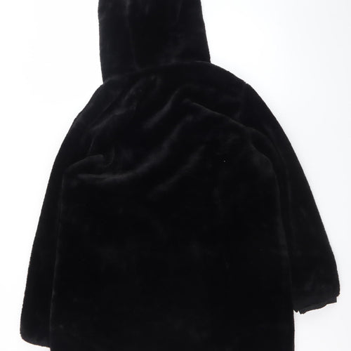 Primark Womens Black Faux Fur Hooded Zip Puffer Coat Size M 12/14