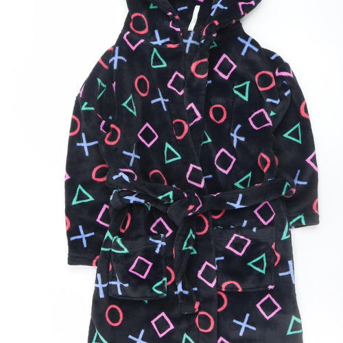 Marks and Spencer Girls Black Fleece PlayStation Hooded Robe 8-9 Years