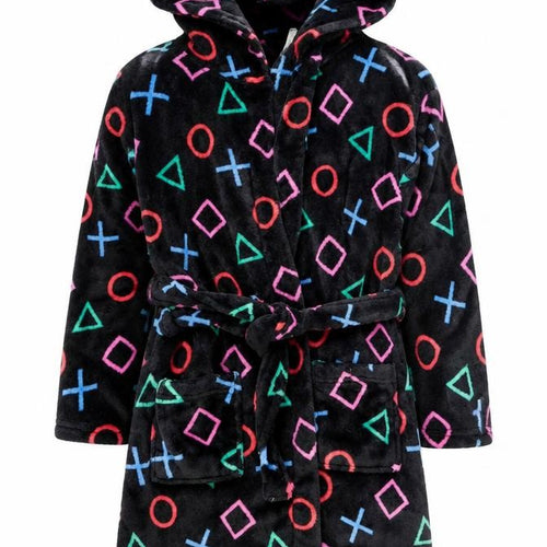Marks and Spencer Girls Black Fleece PlayStation Hooded Robe 8-9 Years