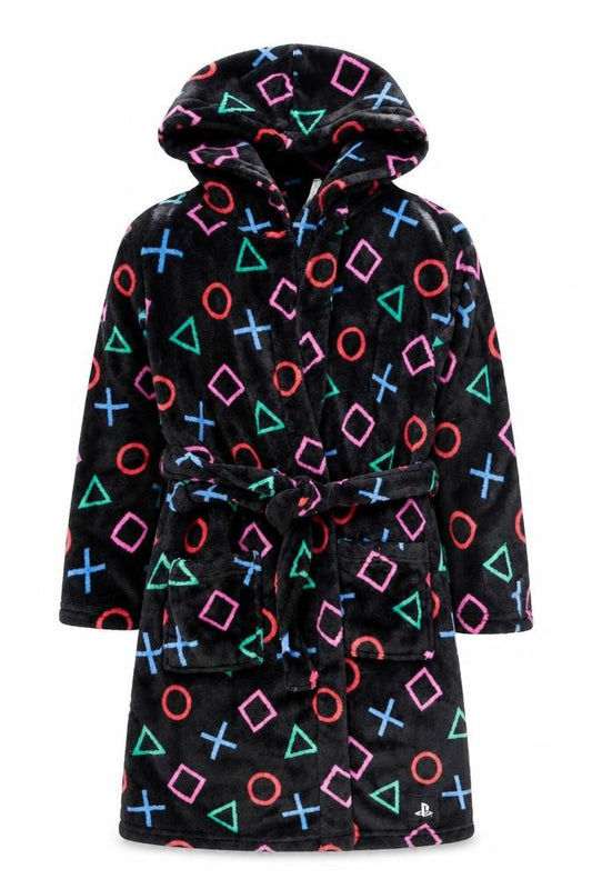 Marks and Spencer Girls Black Fleece PlayStation Hooded Robe 8-9 Years