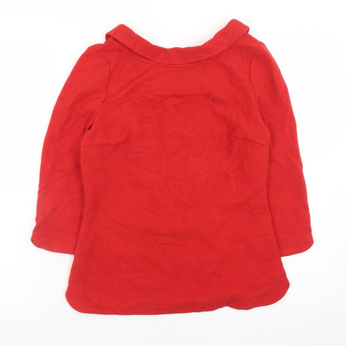 Boden Women Red Collared Tunic Blouse UK 10 3/4 Sleeve Cotton Blend