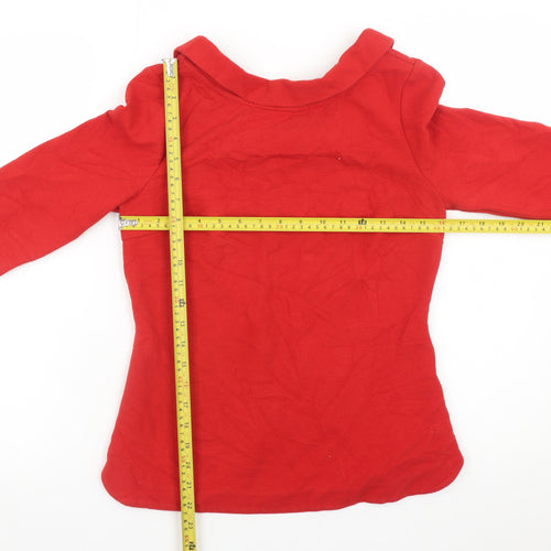 Boden Women Red Collared Tunic Blouse UK 10 3/4 Sleeve Cotton Blend