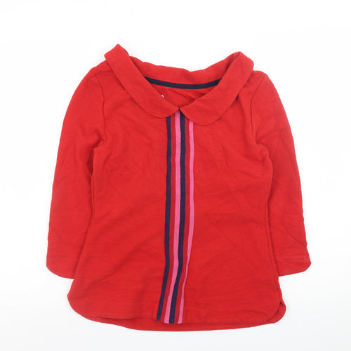 Boden Women Red Collared Tunic Blouse UK 10 3/4 Sleeve Cotton Blend
