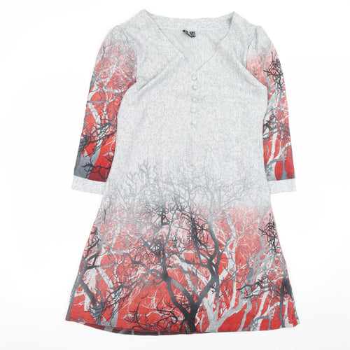 Izabel London Womens Multicoloured Size 12 A-Line V-Neck Jersey Dress