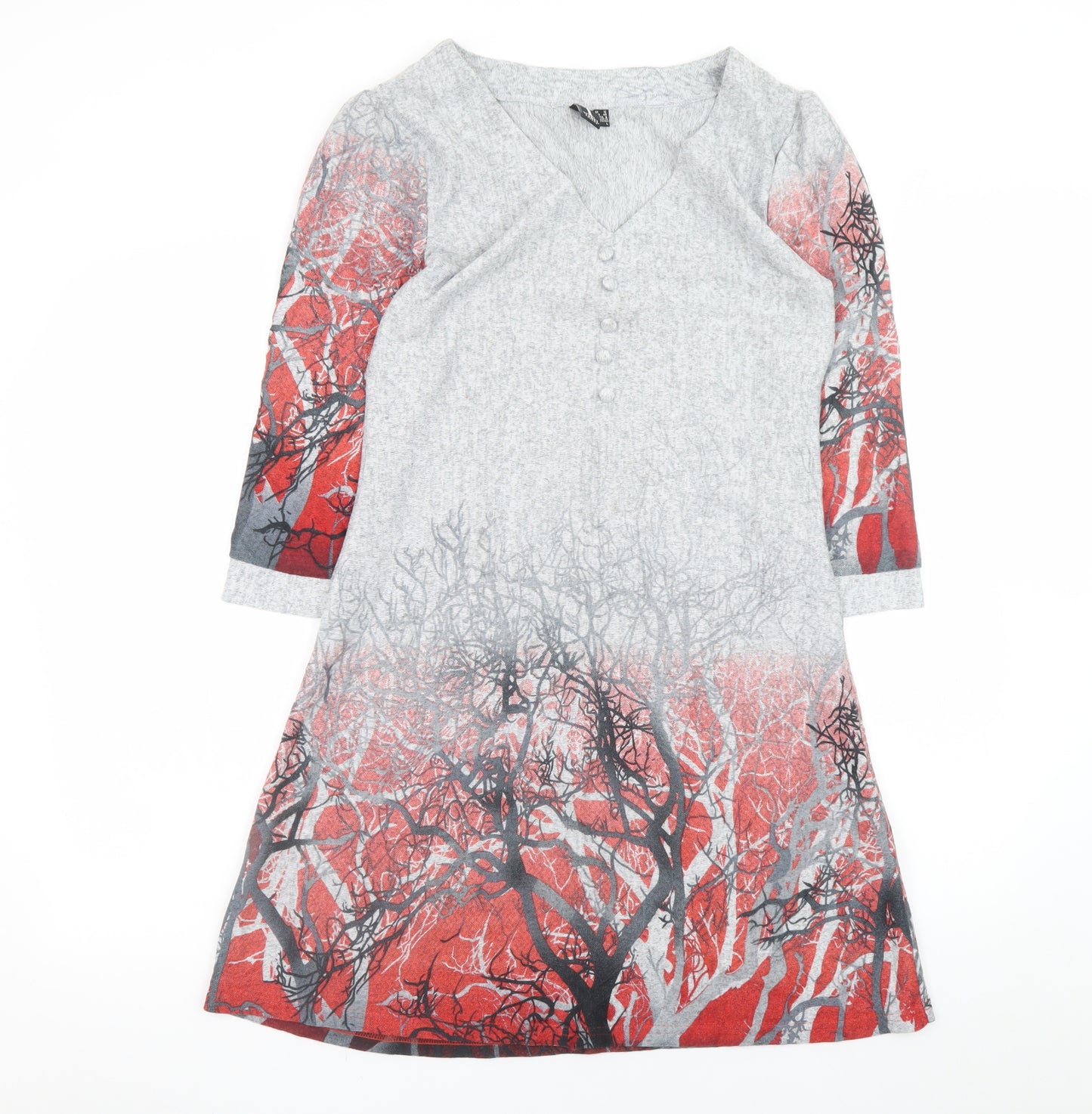 Izabel London Womens Multicoloured Size 12 A-Line V-Neck Jersey Dress