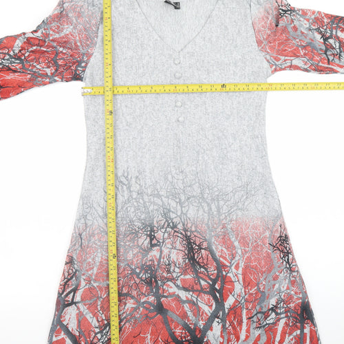 Izabel London Womens Multicoloured Size 12 A-Line V-Neck Jersey Dress