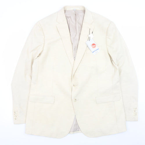 Marks and Spencer Women Beige Wool Blend Single-Breasted Blazer 3XL Long