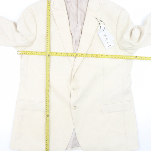 Marks and Spencer Women Beige Wool Blend Single-Breasted Blazer 3XL Long
