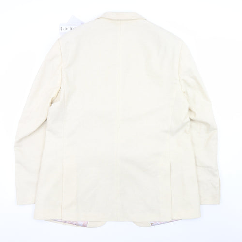 Marks and Spencer Women Beige Wool Blend Single-Breasted Blazer 3XL Long