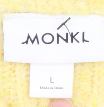 Monki Women Yellow Open-Knit Pullover Jumper Size L