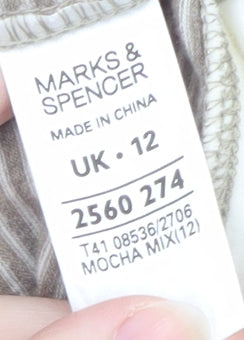 Marks and Spencer Womens Beige Striped Button-Up Top UK 12
