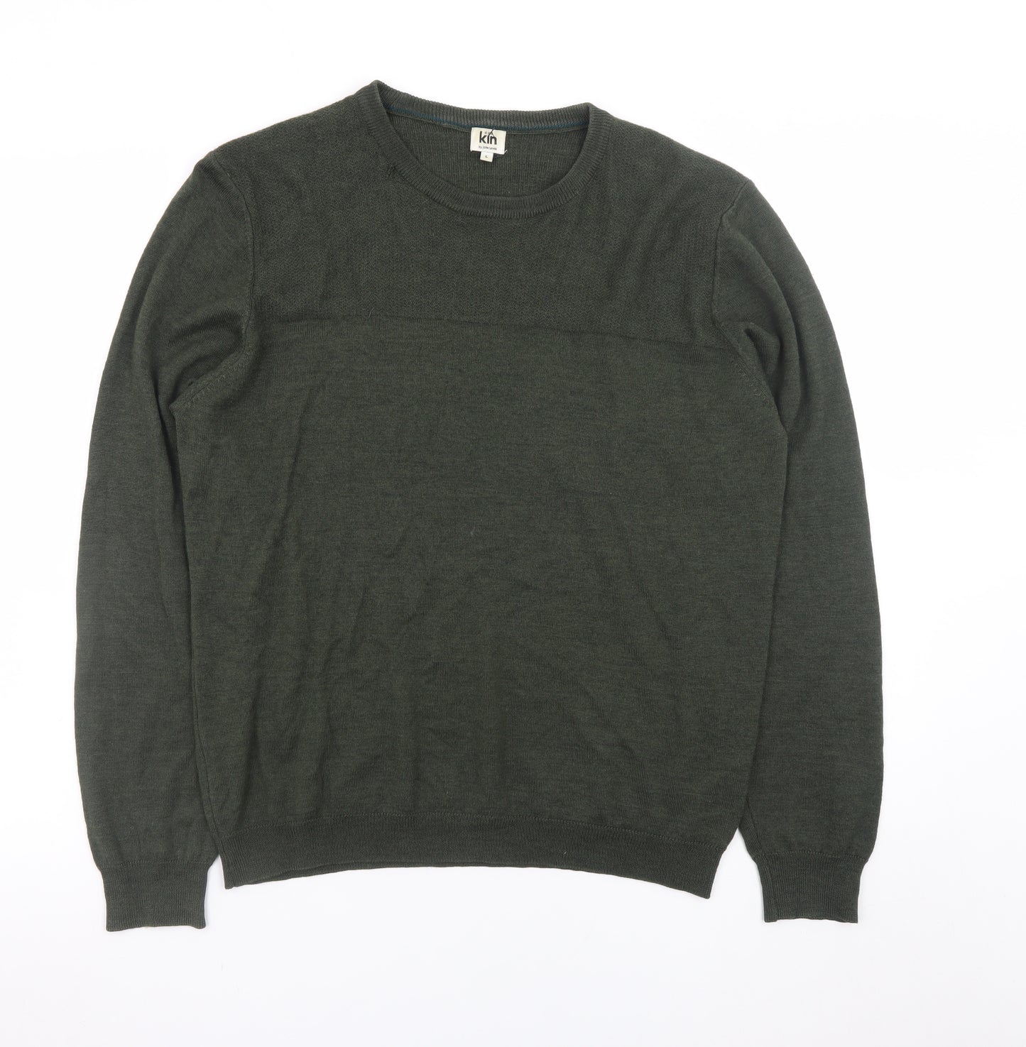 Kin by John Lewis Men’s Green Wool Crew Neck Pullover Jumper L