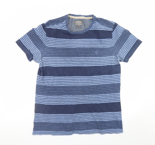 FatFace Men's Blue Striped Cotton Crew Neck Short Sleeve T-Shirt M