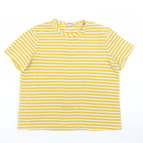 Kiabi Women’s Yellow Striped Short Sleeve Cotton T-Shirt Size 8
