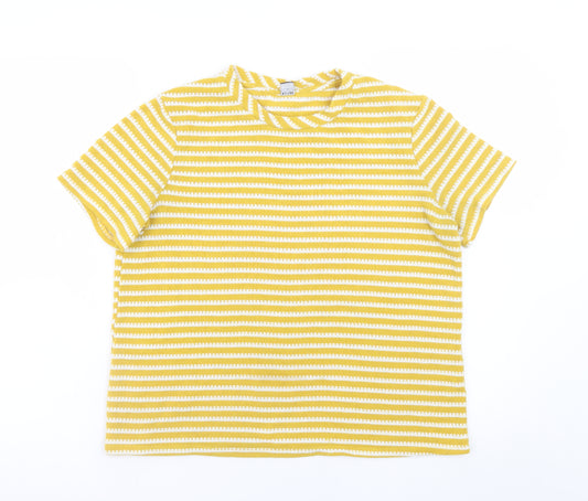 Kiabi Women’s Yellow Striped Short Sleeve Cotton T-Shirt Size 8