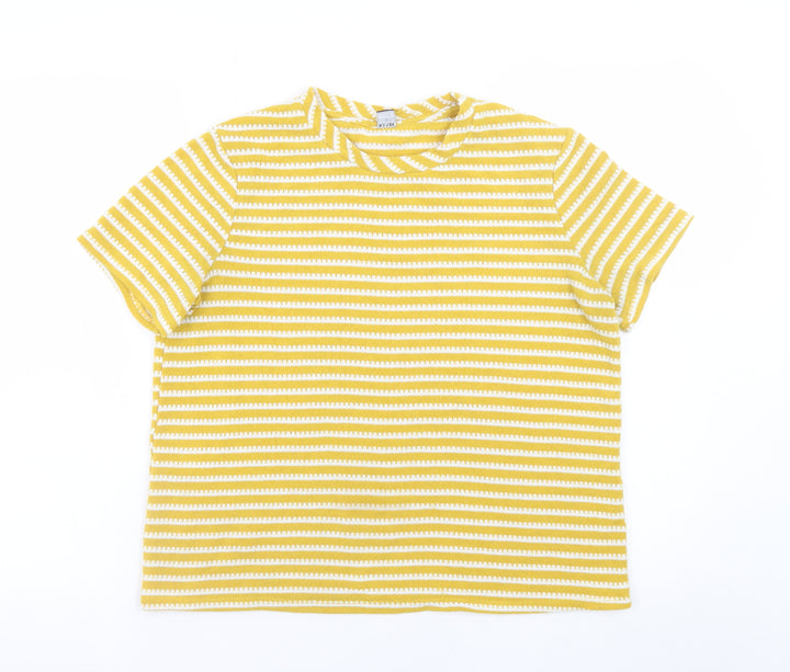 Kiabi Women’s Yellow Striped Short Sleeve Cotton T-Shirt Size 8