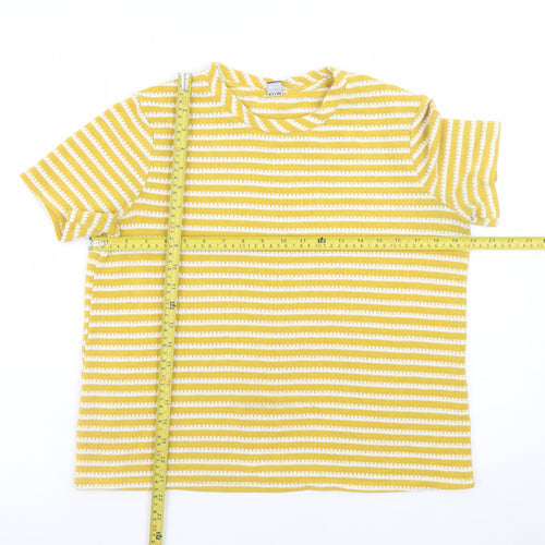 Kiabi Women’s Yellow Striped Short Sleeve Cotton T-Shirt Size 8
