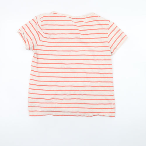 Crew Clothing Company Women's Pink Striped V-Neck Cotton T-Shirt Size 12
