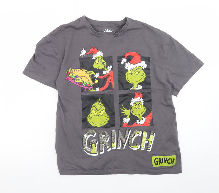 The Grinch Teens Grey Christmas Graphic Cotton T-Shirt 12-13Y