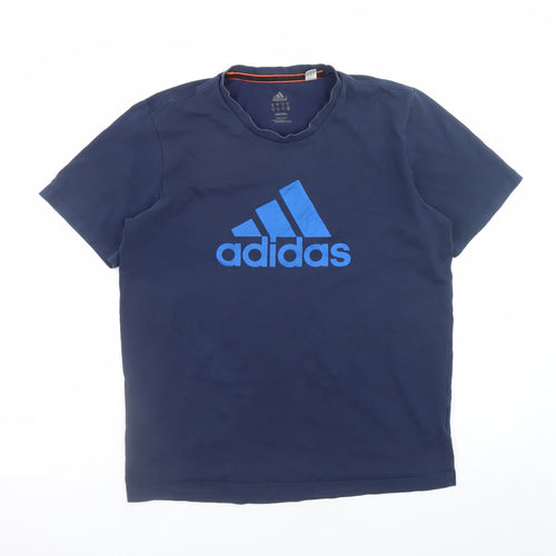 Adidas Men’s Blue Large Logo Graphic Sports T-Shirt