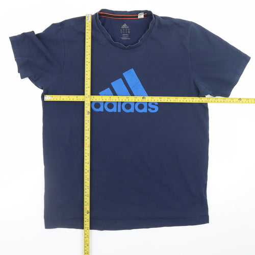 Adidas Men’s Blue Large Logo Graphic Sports T-Shirt