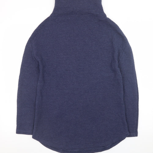 Marks and Spencer Women's Blue Roll Neck Jumper Size 8