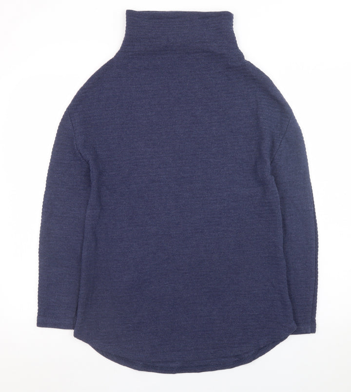 Marks and Spencer Women's Blue Roll Neck Jumper Size 8