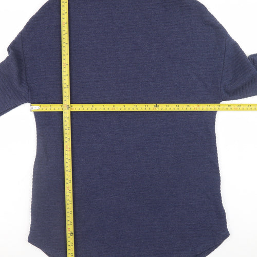 Marks and Spencer Women's Blue Roll Neck Jumper Size 8