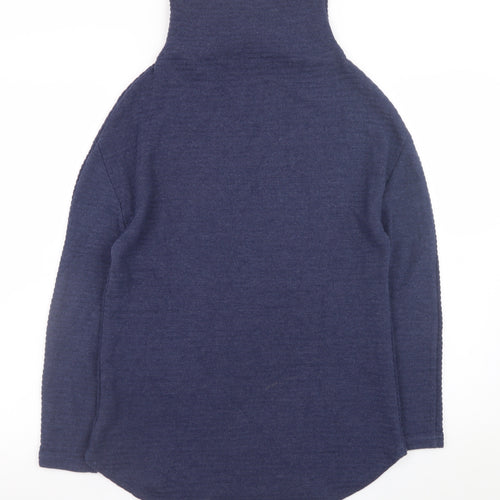 Marks and Spencer Women's Blue Roll Neck Jumper Size 8