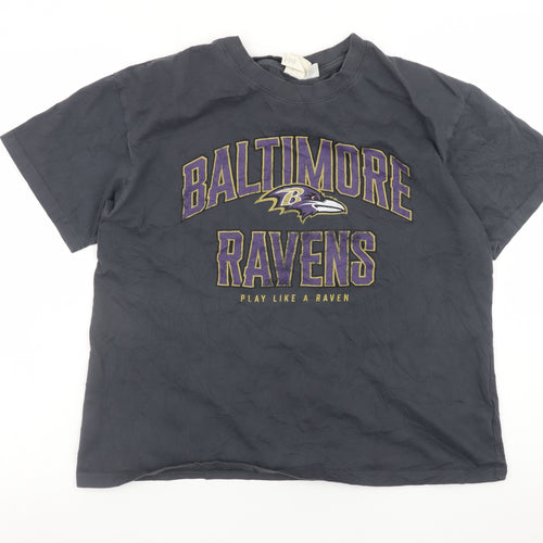 H&M Womens Black Baltimore Ravens Graphic Cotton T-Shirt Size S