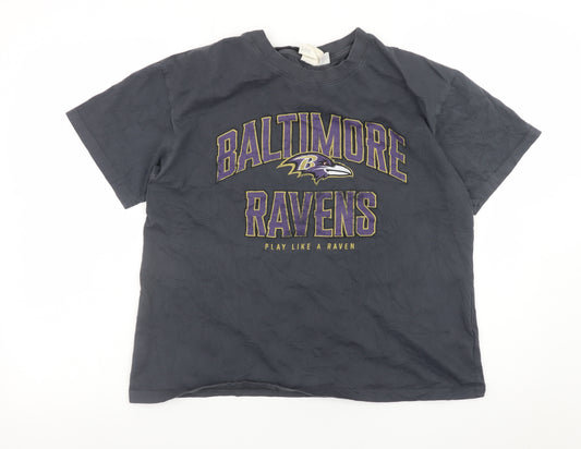 H&M Womens Black Baltimore Ravens Graphic Cotton T-Shirt Size S