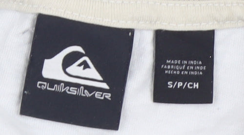 Quiksilver Men’s Beige Striped Long Sleeve Cotton T-Shirt Size S