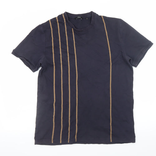 Next Men's Blue Striped Cotton T-Shirt Size L Short Sleeve