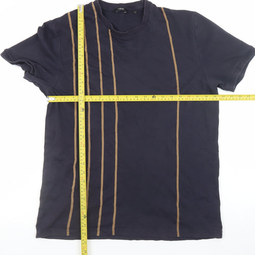 Next Men's Blue Striped Cotton T-Shirt Size L Short Sleeve