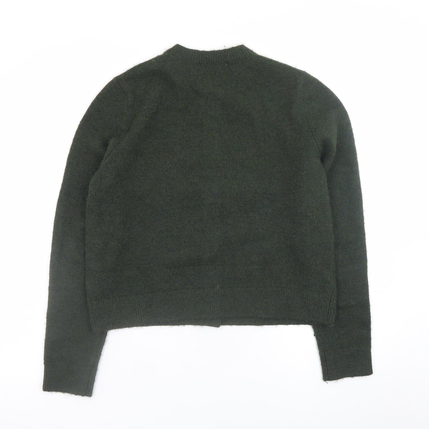 Marks and Spencer Women Green Medium Crew Neck Button Cardigan