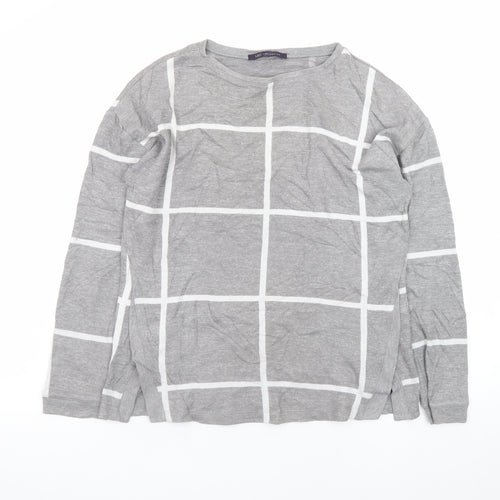 Marks and Spencer Womens Grey Check Pullover Sweatshirt Size 10