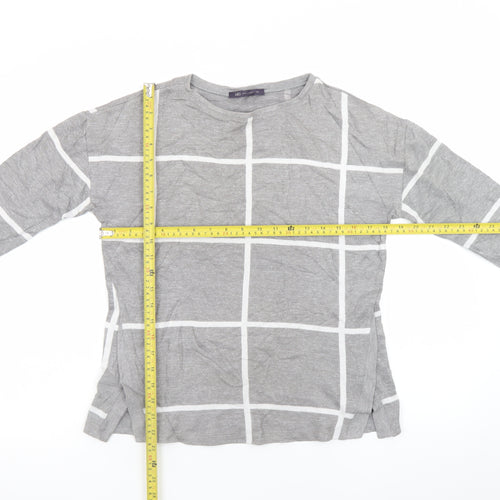 Marks and Spencer Womens Grey Check Pullover Sweatshirt Size 10