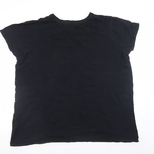 Primark Women Black Mickey Mouse T-Shirt 2XL Short Sleeve Cotton