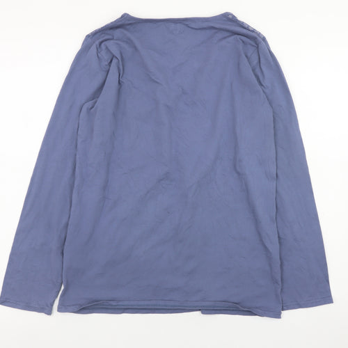 La Redoute Women Blue V-Neck Long Sleeve Cotton Blend Top Size 12