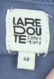 La Redoute Women Blue V-Neck Long Sleeve Cotton Blend Top Size 12