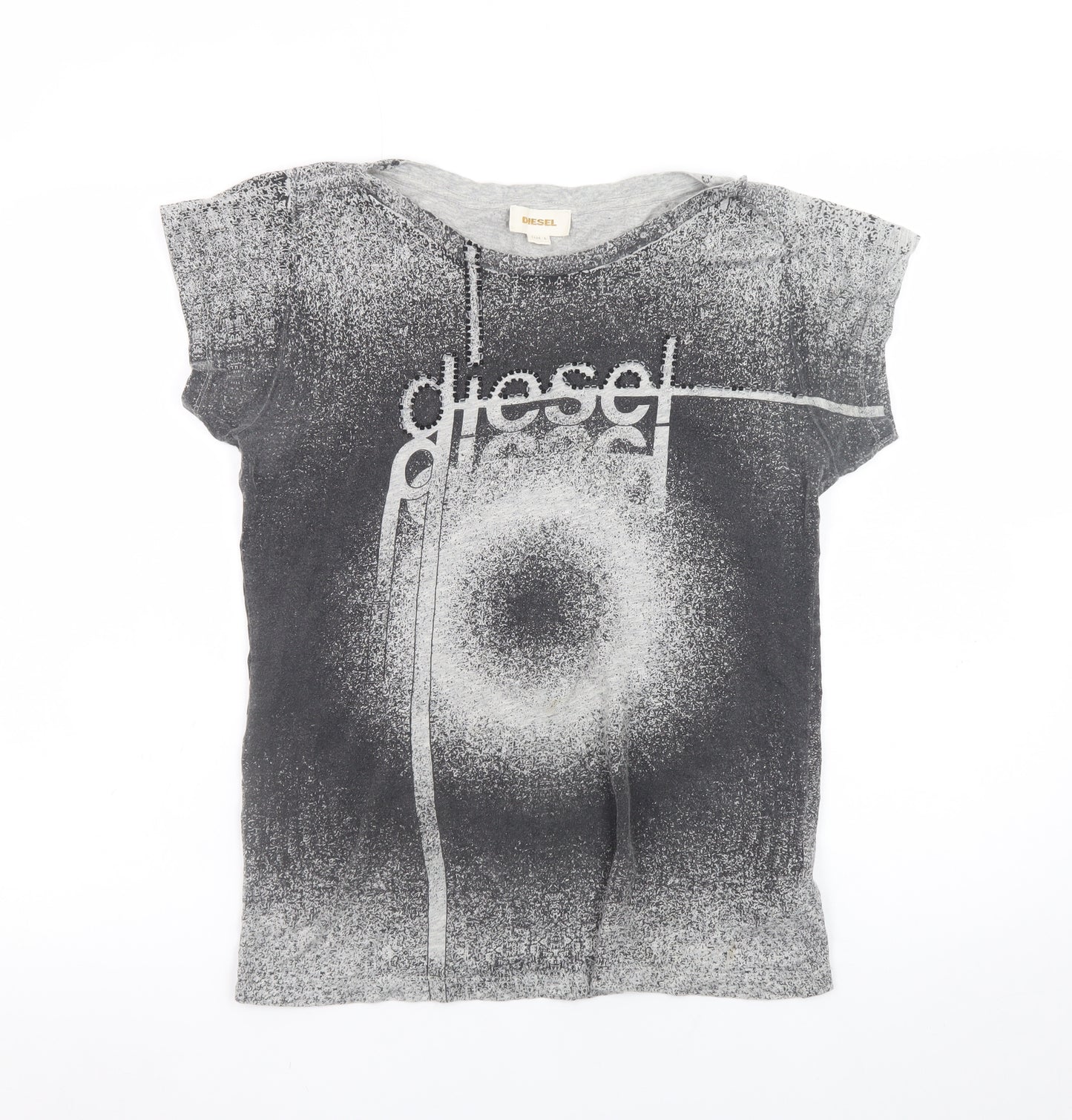 Diesel Womens Grey Cotton Graphic T-Shirt Size L