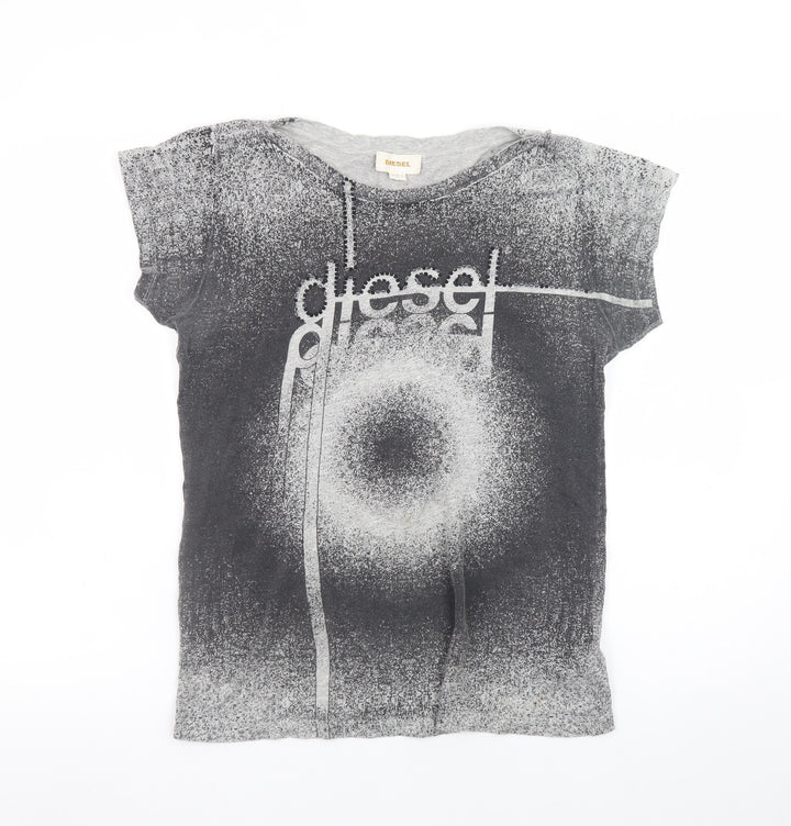 Diesel Womens Grey Cotton Graphic T-Shirt Size L
